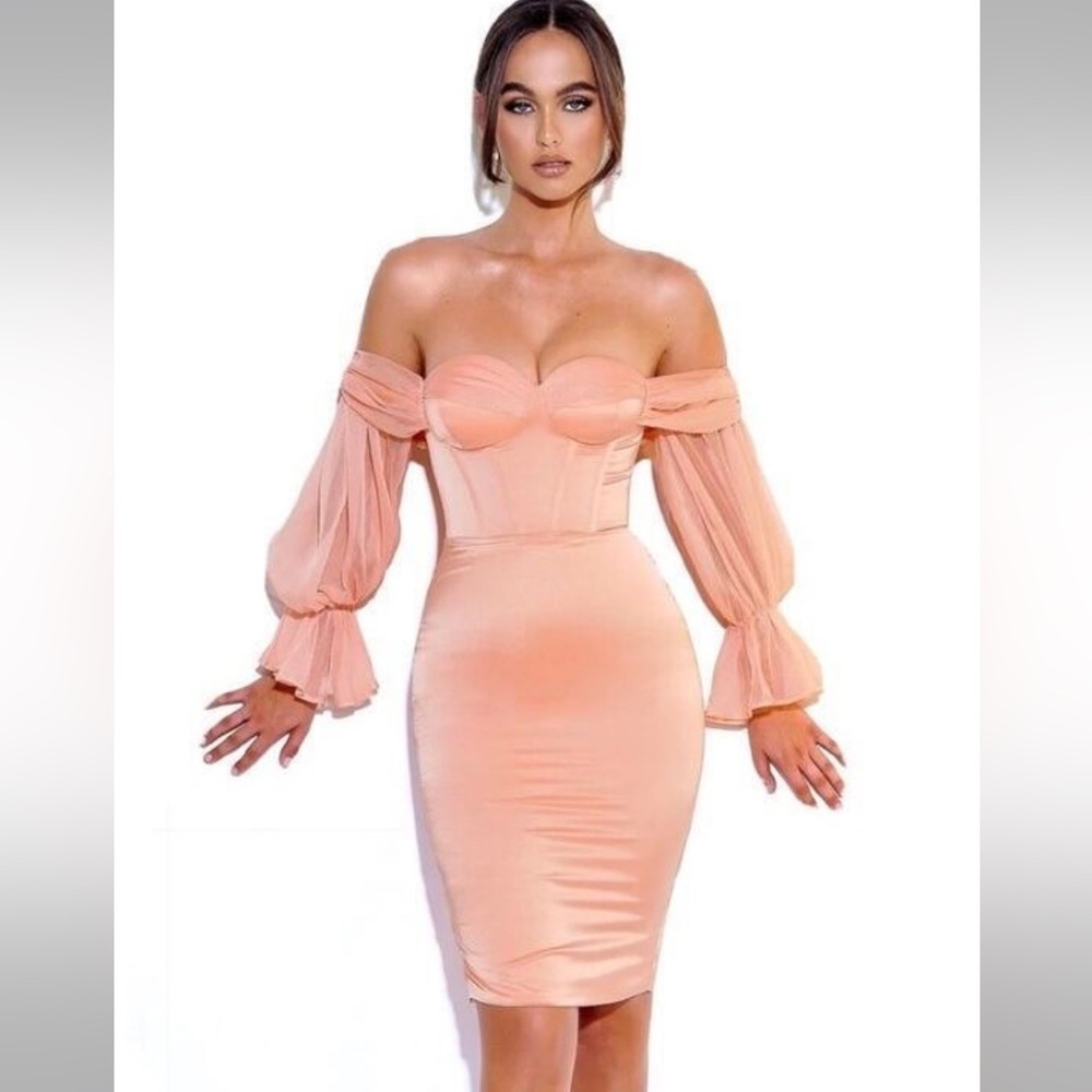 Miss Circle Lydia satin corset dress xs nwt blush